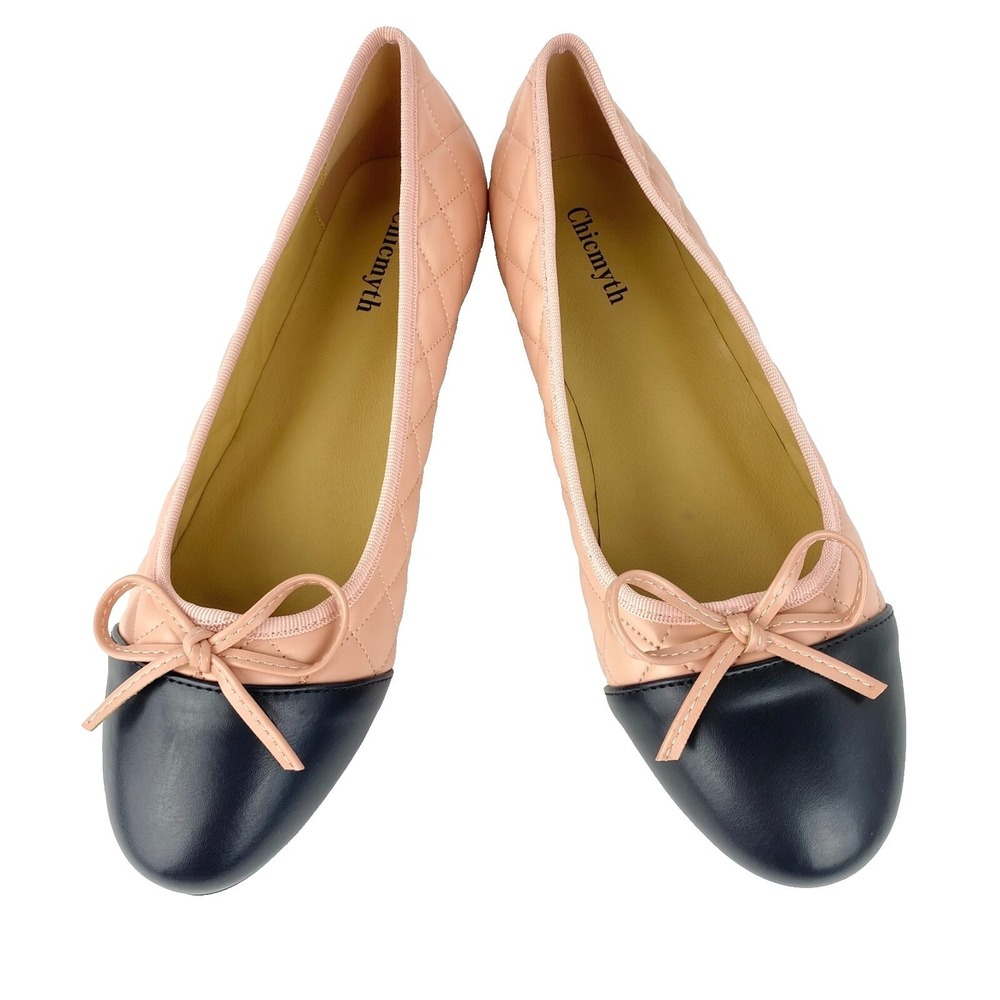 NEW Chicmyth Ballet Flats Womens 9 Shoes 41 Slip on Retro Loafers Pink & Black - Picture 4 of 9